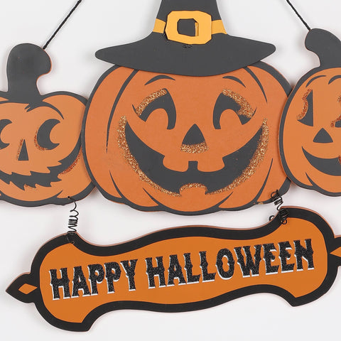 14*0.375*12.625‘’Happy Halloween Pumpkin Wall Hanger Décor
