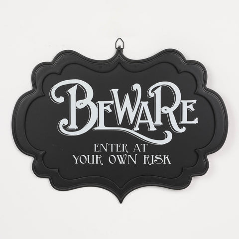 Halloween "Beware" MDF Wall Hanger Décor