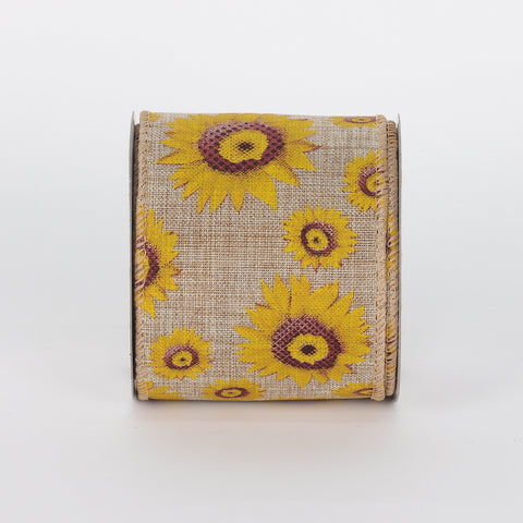 Harvest Natural Sunflower Ribbon - 2.5" x 9 Ft