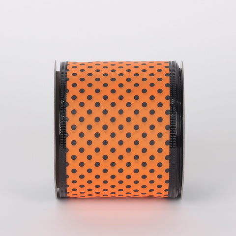 Halloween Orange Print Ribbon with Black Border decoration