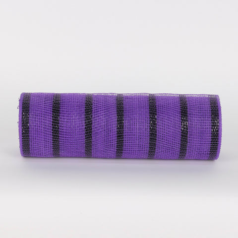 Halloween Polymesh Fabric Rolls: Purple and Black Stripes Spooky Decorative Accent