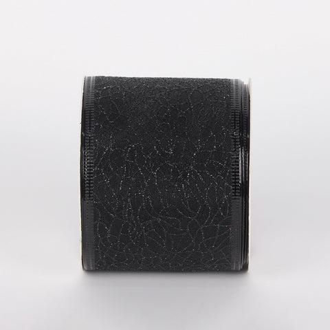 Halloween Black Sheer Glitter Ribbon: 2.5" x 5 Yards Spooky Decorative Accent