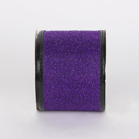 Halloween Purple Sheer Glitter Ribbon: 2.5" x 5 Yards Spooky Decorative Accent