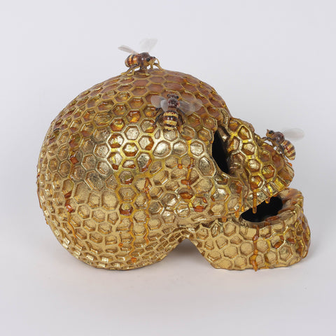 5.5*8.25*6.75'' Gold Skull Décor