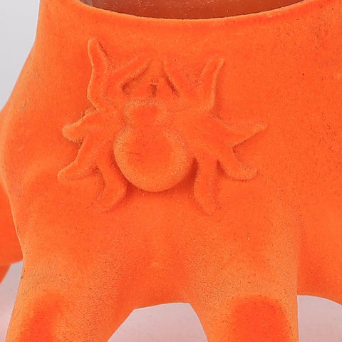 5.75*4.5*3.75'' Orange Flocking Claw Candle Holder Décor