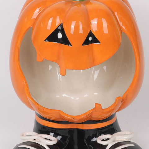 8.5*8.0*12.5'' Orange Ceramic Pumpkin Candy Bowl Décor