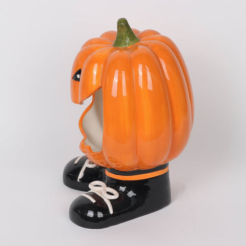 8.5*8.0*12.5'' Orange Ceramic Pumpkin Candy Bowl Décor