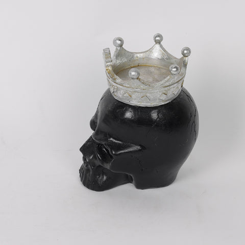 4.75*5.5*7.0'' Black Skull W/Silver Royal Crown Décor