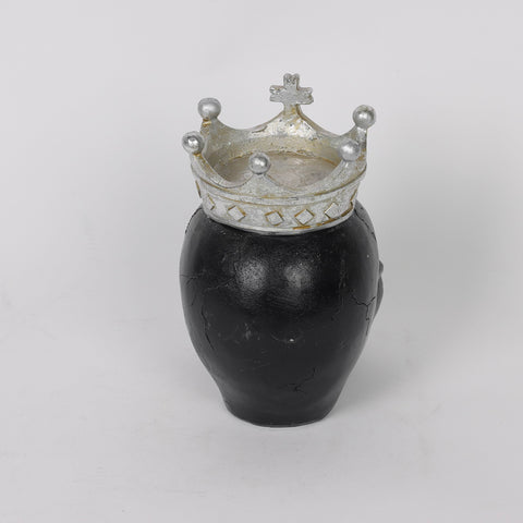 4.75*5.5*7.0'' Black Skull W/Silver Royal Crown Décor