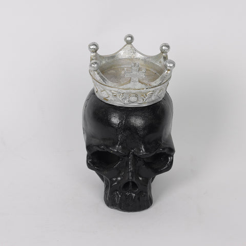 4.75*5.5*7.0'' Black Skull W/Silver Royal Crown Décor