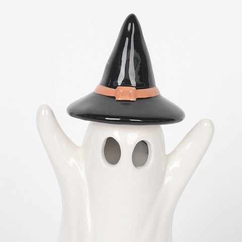 4.0*3.5*8.5''White Ceramic Ghost With Raised Hands Décor