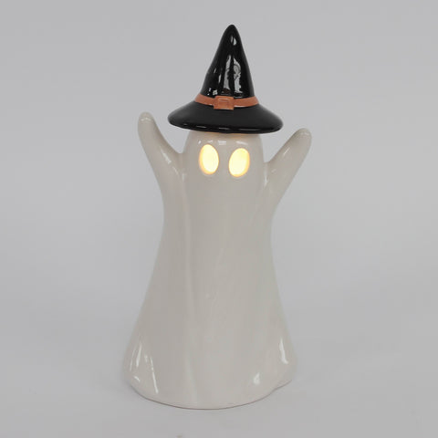 4.0*3.5*8.5''White Ceramic Ghost With Raised Hands Décor