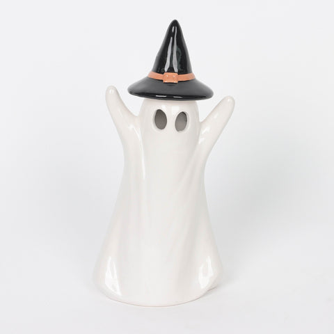 4.0*3.5*8.5''White Ceramic Ghost With Raised Hands Décor