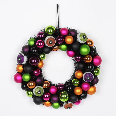 ?15.0*3.0'' Colorful Foam Ball Wreath W/Eyes Décor