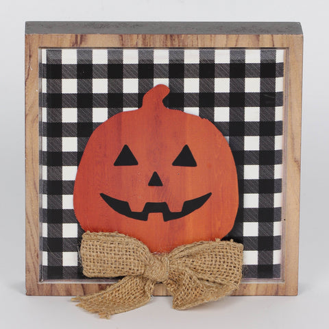 Halloween Plaid Pumpkin Table Décor with Burlap Bow