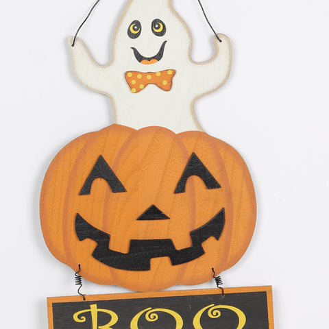 8.25*0.25*13.5‘’ Halloween Boo Pumpkin Wall Hanger Décor