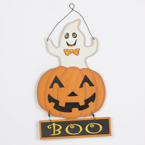 8.25*0.25*13.5‘’ Halloween Boo Pumpkin Wall Hanger Décor