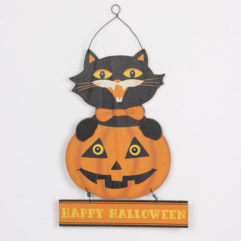 9.25*0.25*12.5‘’Happy Halloween Pumpkin Wall Hanger Décor