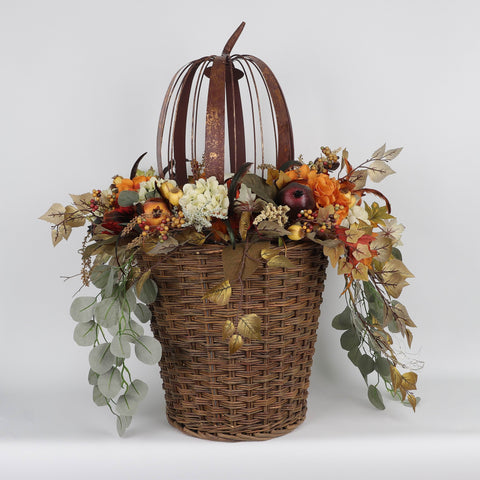 Harvest Floral Pumpkin Topiaries Décor