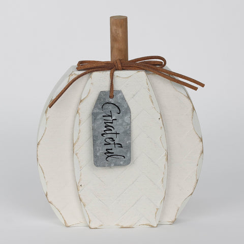 Harvest White MDF Pumpkin Décor