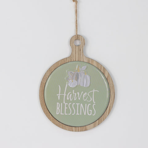 Harvest Round MDF Wall Sign with Harvest Blessing Message