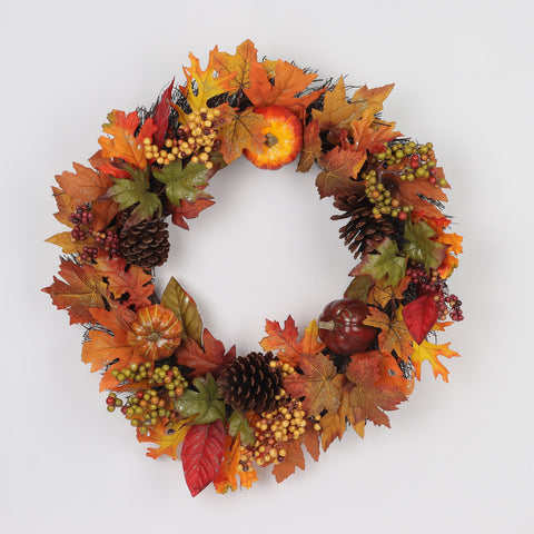 Harvest Fall Wreath with Pumpkins Décor