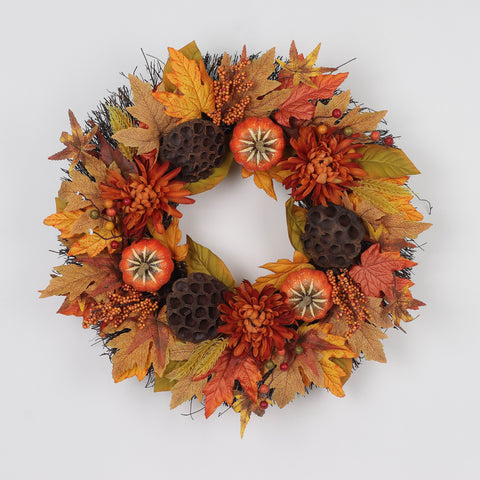 Harvest Fall Wreath with Pine Cones Décor