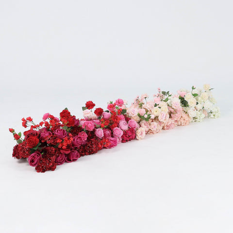 Elegant Flower Runner with Pearl Cotton & Silk Flowers for Wedding & Event Decor