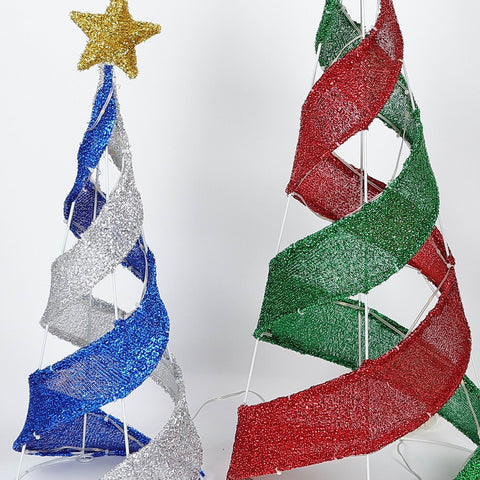 Set of 3 Pre-Lit Outdoor Christmas Trees with Star Topper – Lighted Holiday Yard Décor - Outdoor Holiday Decor