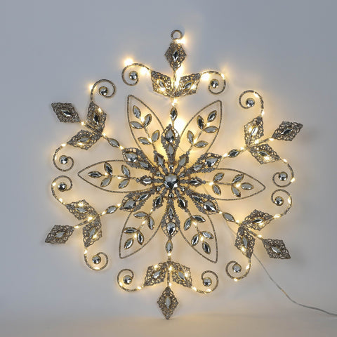 Christmas 18.0*1.0*21.0''Gold Snowflake Décor W/Lite