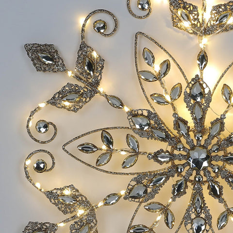 Christmas 18.0*1.0*21.0''Gold Snowflake Décor W/Lite