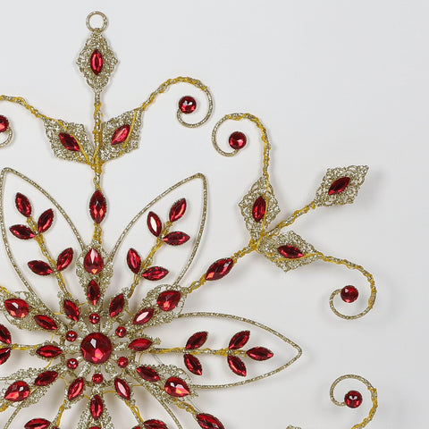 Christmas 21.5*1.0*24.0''Gold/Red Snowflake Décor W/Lite