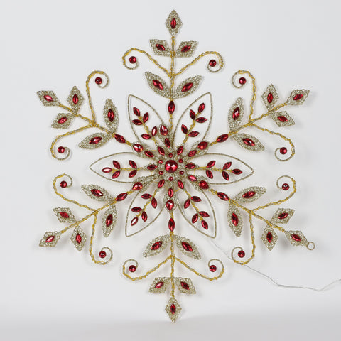 Christmas 29.0*1.0*24.0''Gold/Red Snowflake Décor W/Lite