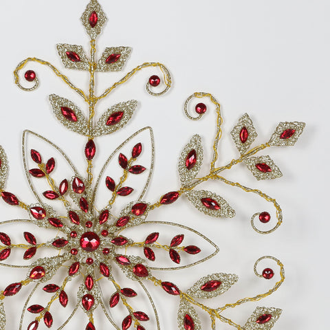 Christmas 29.0*1.0*24.0''Gold/Red Snowflake Décor W/Lite