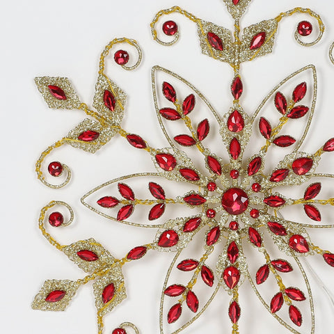 Christmas 18.0*1.0*20.5'' Gold/Red Snowflake Décor W/Lite