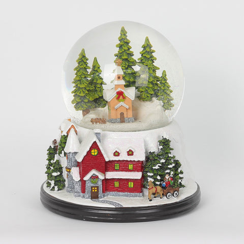 Christmas 7.5*9.0*0.0'' Lighting Water Globe W/ Trees&House Table Décor