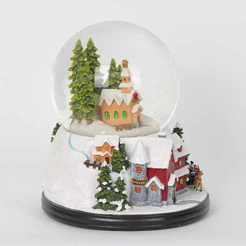 Christmas 7.5*9.0*0.0'' Lighting Water Globe W/ Trees&House Table Décor