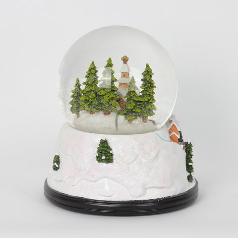 Christmas 7.5*9.0*0.0'' Lighting Water Globe W/ Trees&House Table Décor