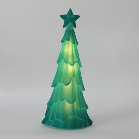 Christmas 6.2*7.0*14.0''Flocking& Plastic Tree Décor  W/Lite | Christmas Decor | Festive Holiday Decoration