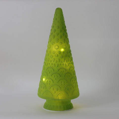 Christmas 8.0*16.0''Flocking&Glass Tree Décor W/Lite
