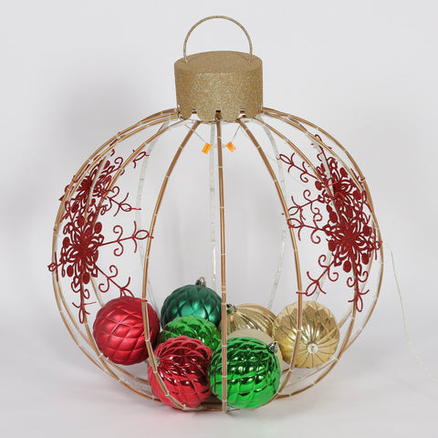Christmas Pre-Lit Ball Ornament Décor Set of 3 | Large Festive Holiday Christmas Decor