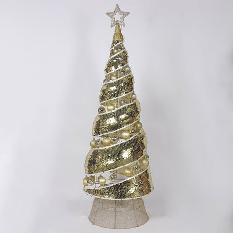 Christmas Gold Tree Décor - Light Up Tree Decoration