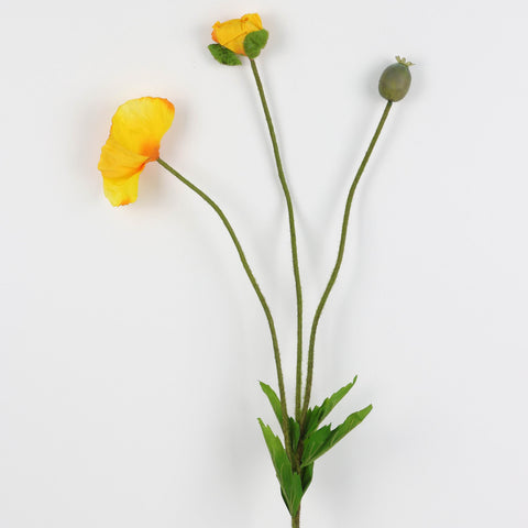 Artificial Poppy Flower Stem – Realistic Yellow Faux Floral for Home & Wedding Décor