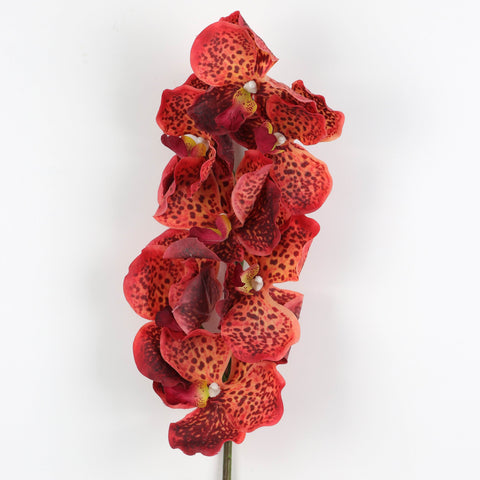 Butterfly Orchid Branch – Red Orange Artificial Silk Flower for Home Décor
