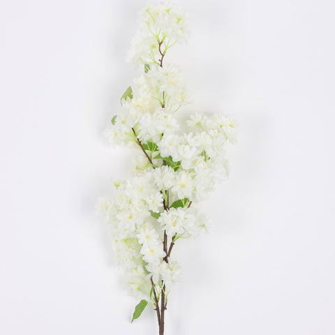 Artificial Cherry Blossom Pick Spray Stem - Pastel White Floral Decoration for Weddings, Home, Office, Indoor & Outdoor Decor | Wholesale Available