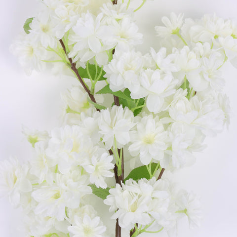 Artificial Cherry Blossom Pick Spray Stem - Pastel White Floral Decoration for Weddings, Home, Office, Indoor & Outdoor Decor | Wholesale Available