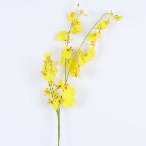Artificial Orchids for Home Decor - Yellow 3 Forks Simulated Dancing Lady Orchid Fake Plant for Living Room, Wedding, Party, Office