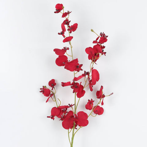 Red Silk Dancing-Doll Orchid Flower - Artificial Faux Plant for Home Decor, Bouquets, Weddings, Office