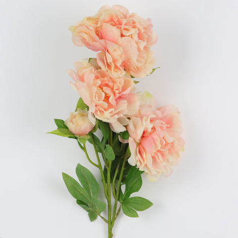 Romantic Peach Artificial Peony Stem: Elegant Faux Peony for Home, Wedding & Events | Wholesale Available