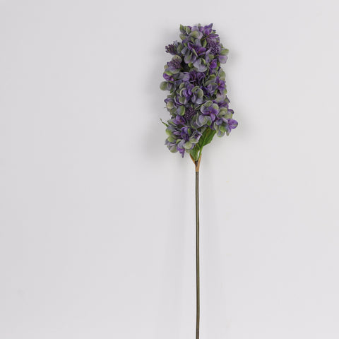 Deluxe Dual-Tone Vibrant Purple Violet with Green Tint Artificial Cone Hydrangea Flower Stem Spray - Faux Floral Decor for Home, Office, Wedding, Event | Wholesale Available